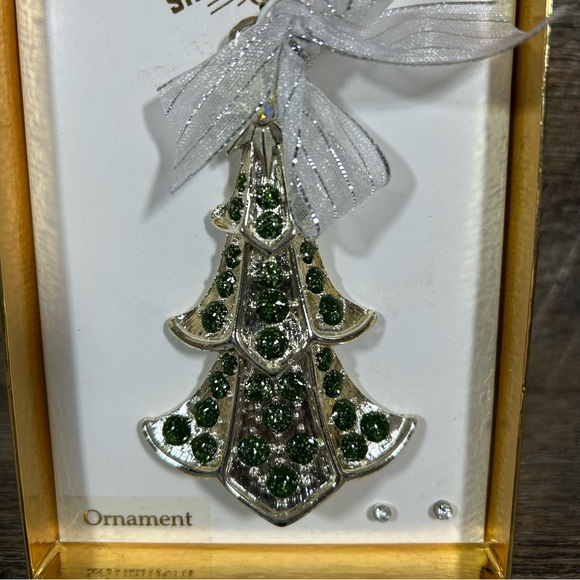 Christopher Radko Shiny Brite Silver Tone Christmas Tree Ornament & Earrings Set - Picture 4 of 7